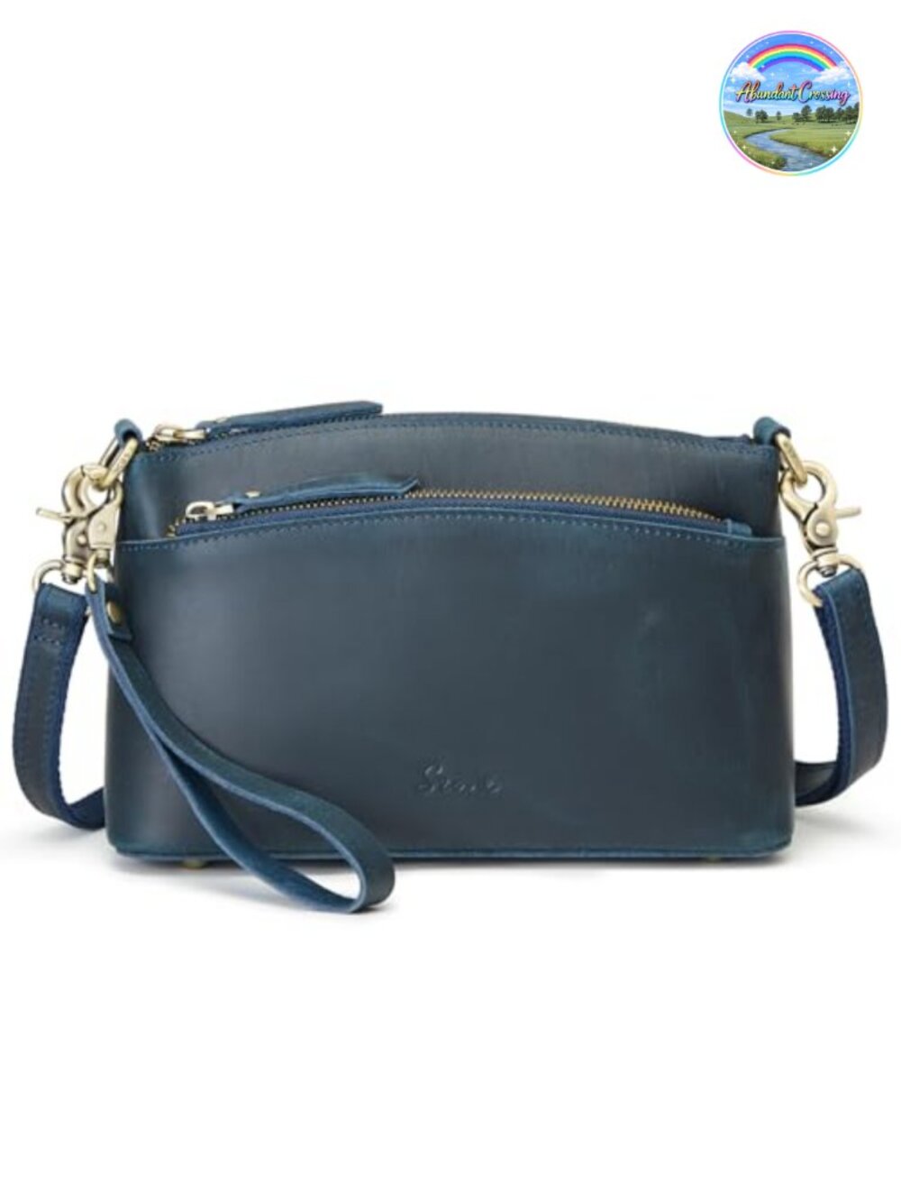 S-ZONE Genuine Leather Crossbody Bag Convertible Wristlet Purse